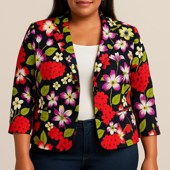 Tahari ASL Floral Blazer Shell Top Set Size 16P - Picture 1 of 16